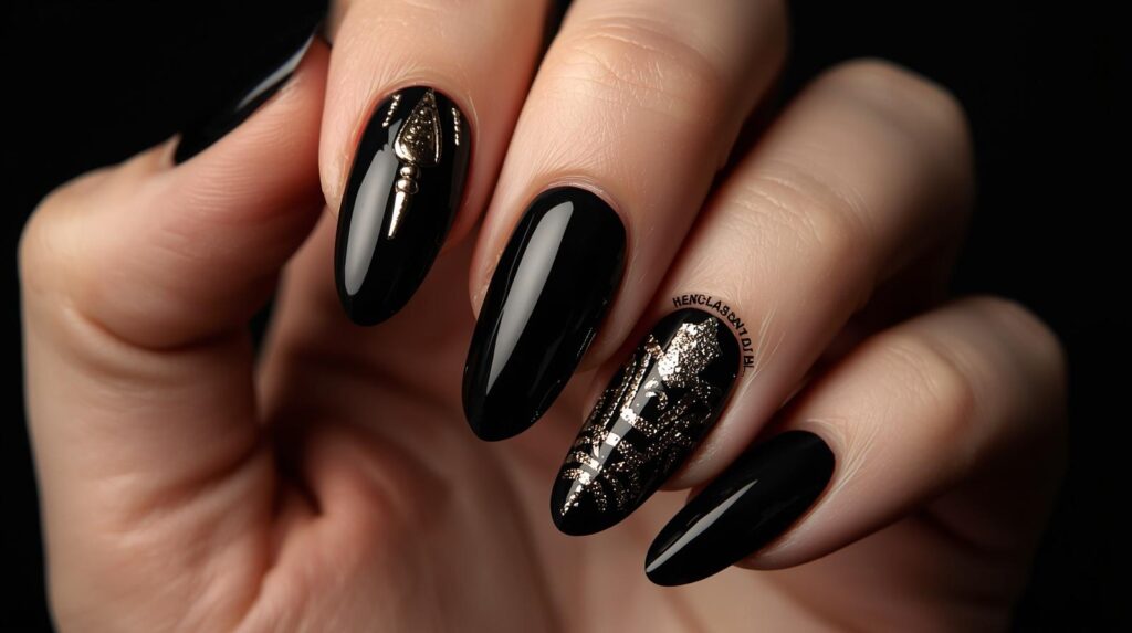 Black Festival Nail Ideas_ Trendy Designs for a Glam Party Vibe