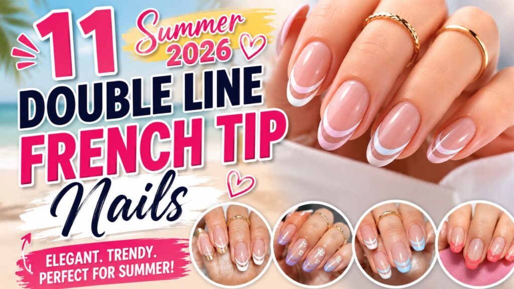 Double Line French Tip Nails Summer